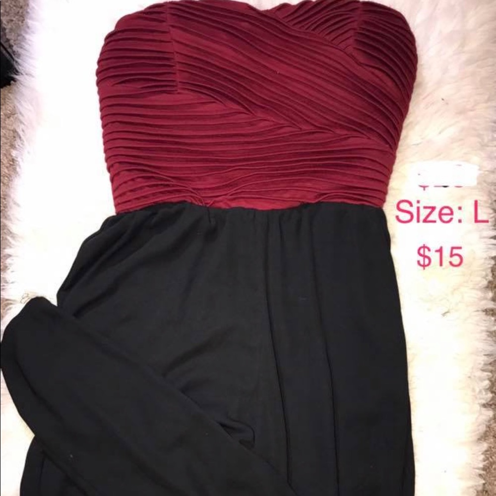 Back and burgundy jumpsuit